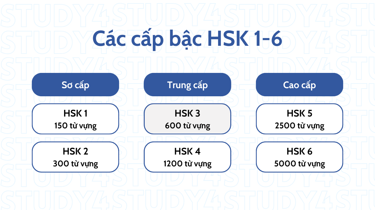 Các cấp bậc HSK hiện nay 2024