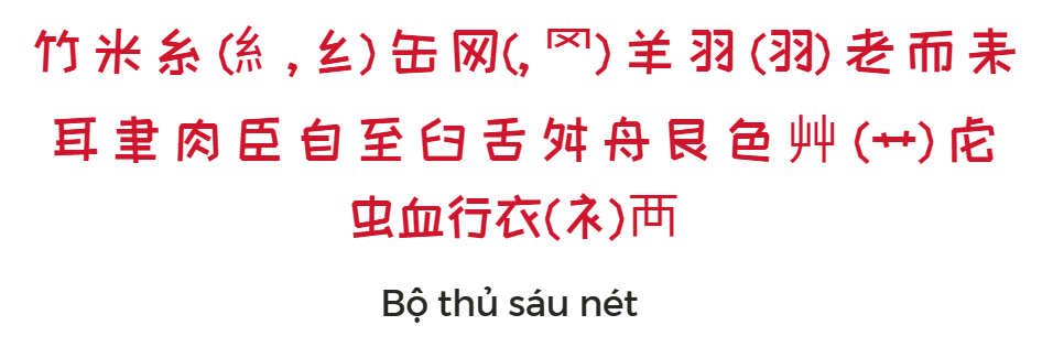 Bộ thủ 6 nét trong tiếng Trung